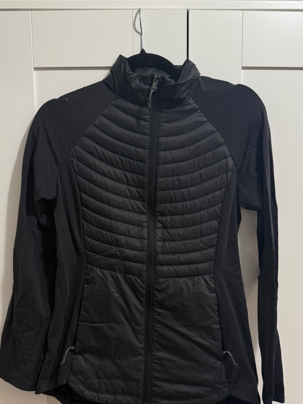 Black Quilted Hybrid Jacket - Women